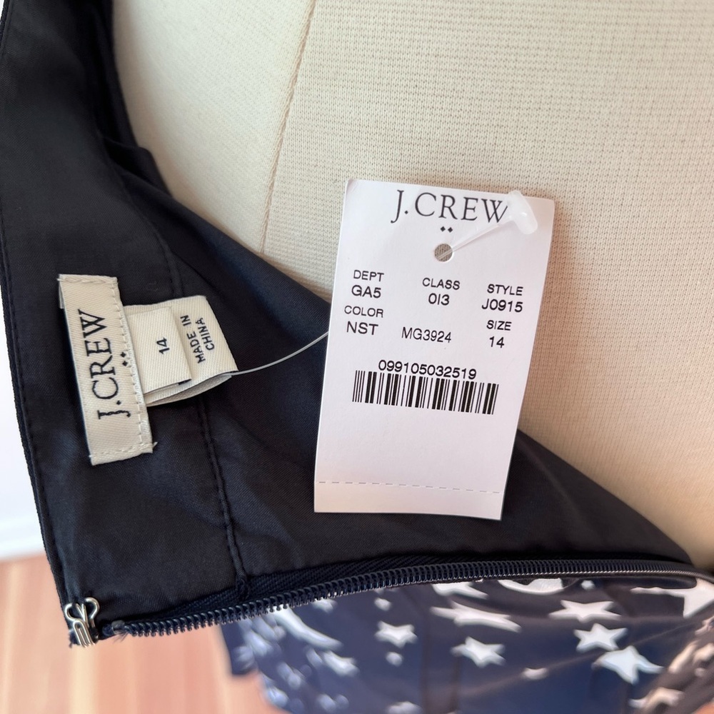 NWT J. Crew Navy Star Skirt Pleated Midi Dark Blue Chiffon Fully Lined‎ - Picture 5 of 7